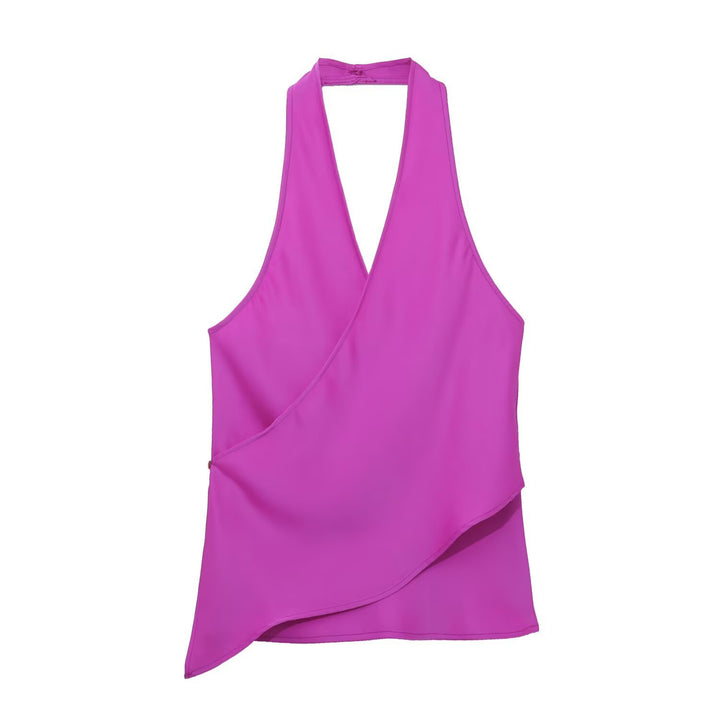 Damen elegantes Haltertop mit asymmetrischem Schnitt und schimmerndem Satinfinish Drune
