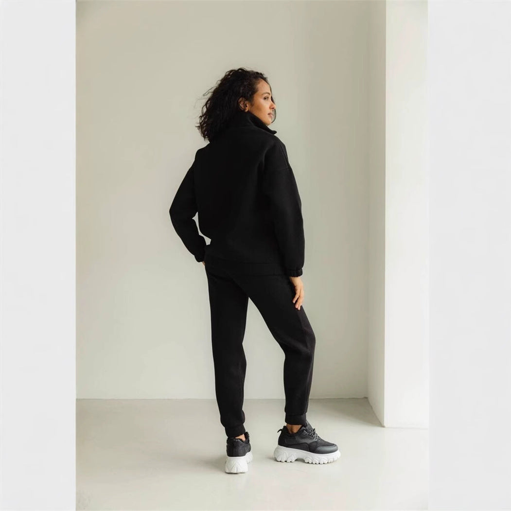 Damen modische Fleecejacke mit hohem Kragen und praktischen Taschen Drune