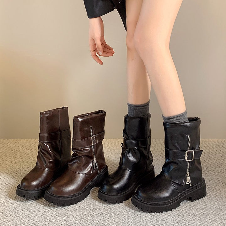 Damen Lässige Stiefeletten mit Schnallen-Design Drune