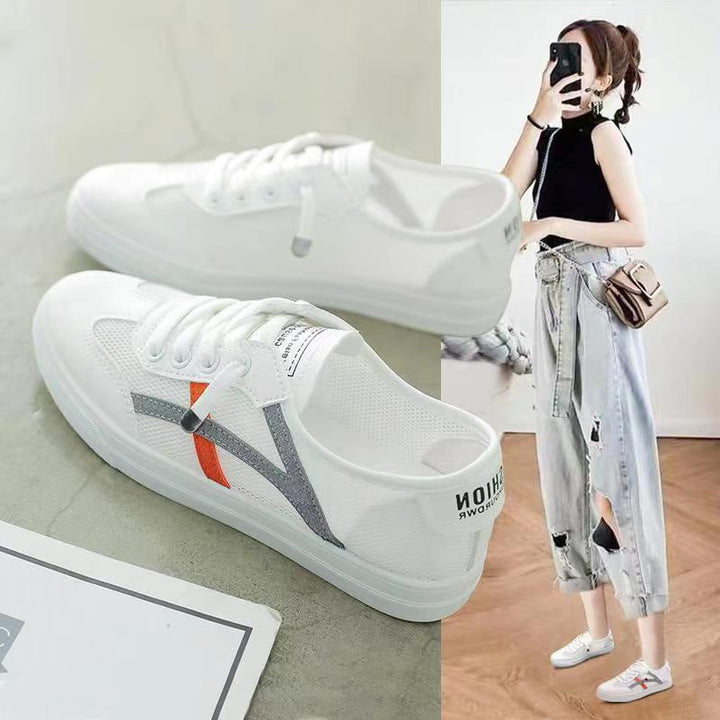 Damen lässige Sneaker mit buntem Blumenmotiv Drune