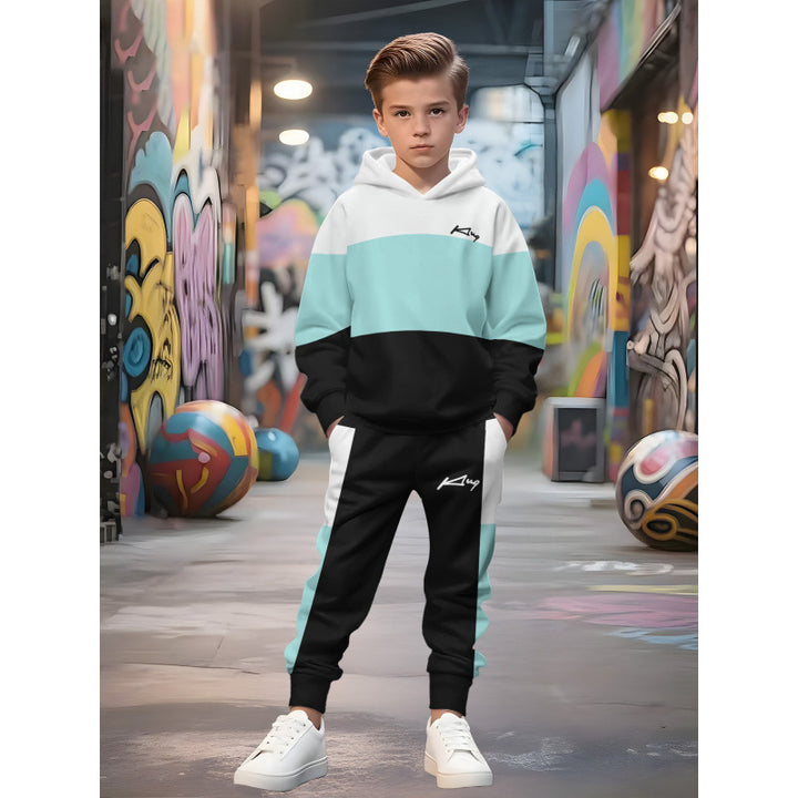 Unisex nan Kinder Jogginganzug mit Kapuzenpullover und detailreichem Auto-Print Drune