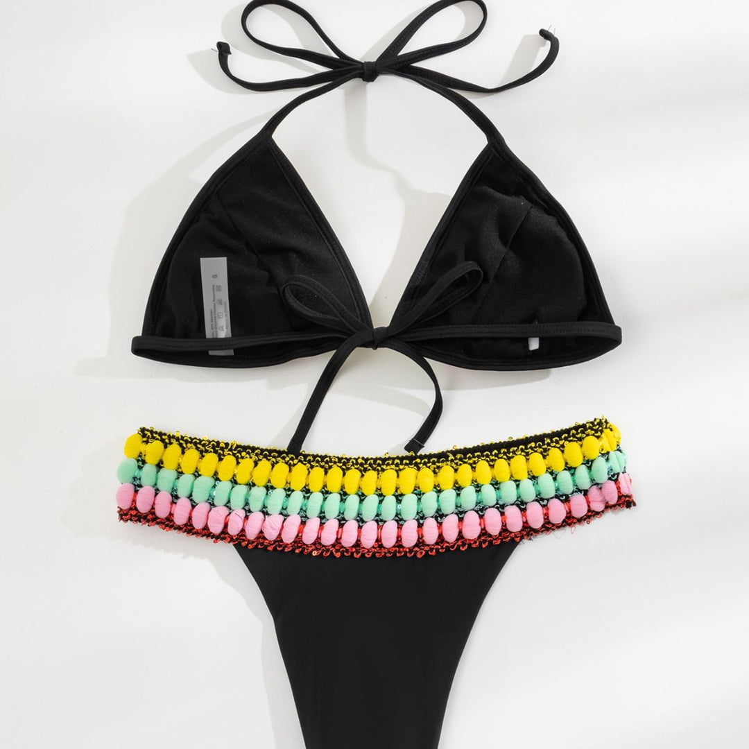 Damen Triangel-Bikini mit farbenfrohen Quasten Drune