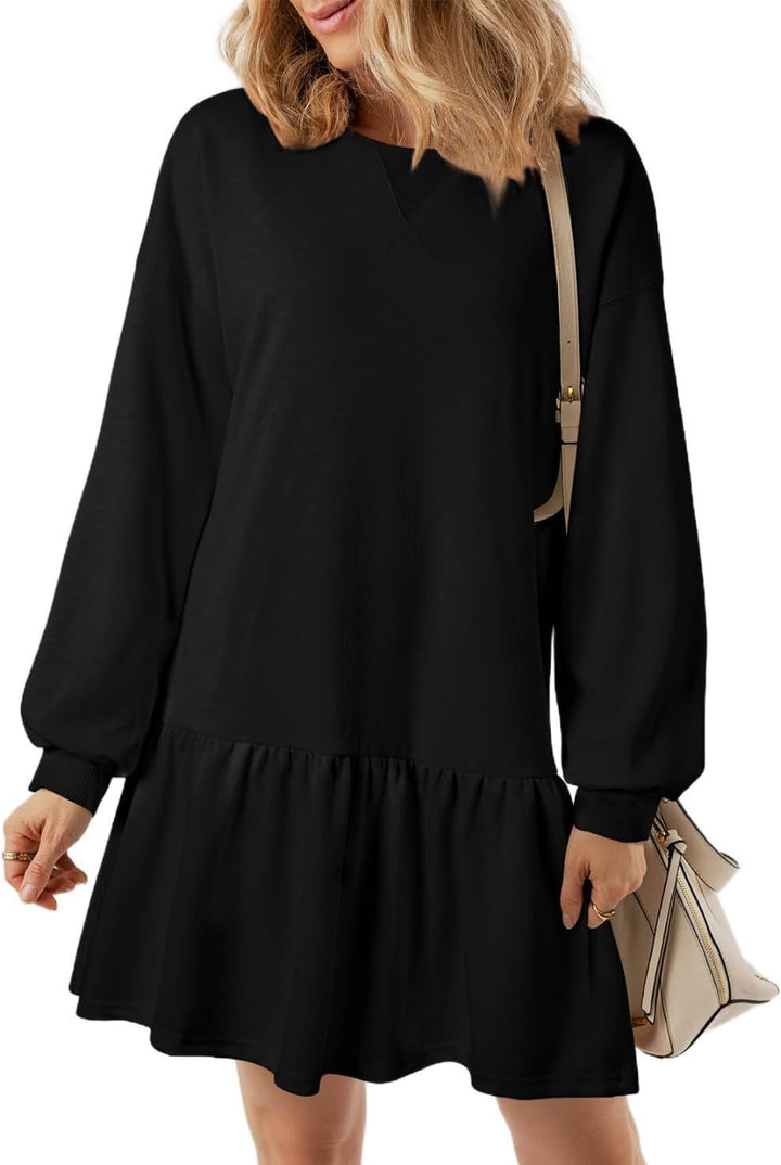 Damen Pulloverkleid mit Volant-Saum und lässigem Schnitt Drune