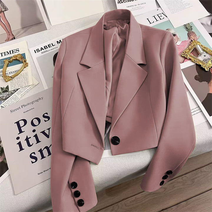 Damen Cropped Blazer mit Schalkragen Drune
