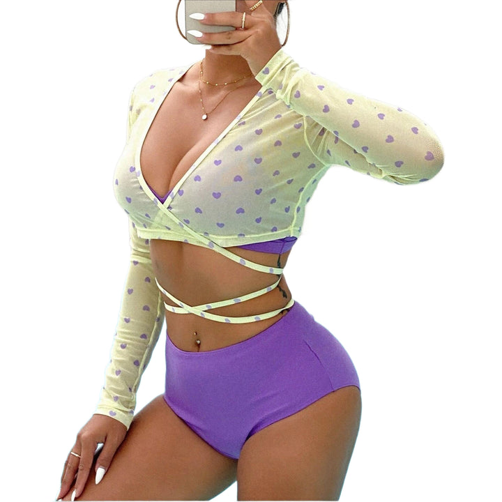 Damen Buntes Langarmoberteil mit Herz-Design Drune