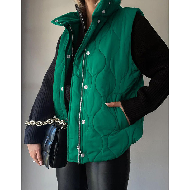 Damen Steppweste mit hohem Kragen und praktischen Taschen Drune