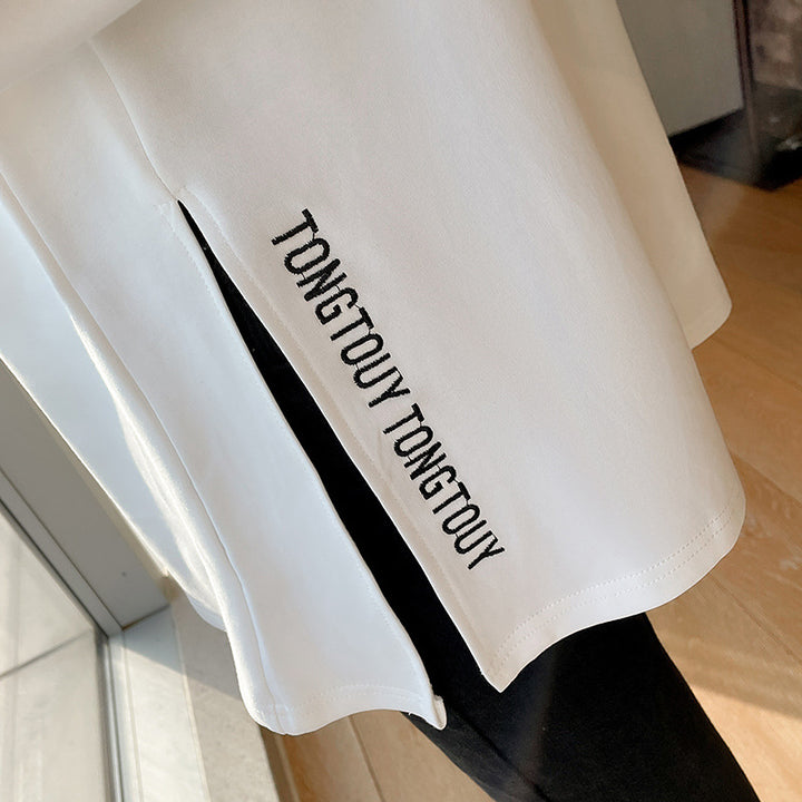 Damen lässiges Langarmshirt mit modernem Rundhalsausschnitt Drune