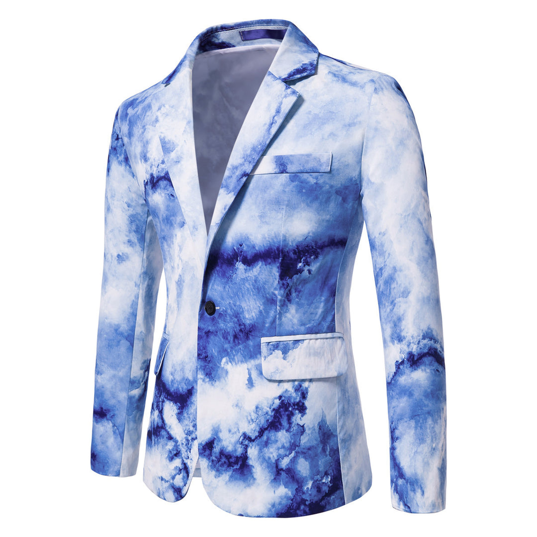 Herren Slim-Fit Sakko mit Aquarell-Print und Ein-Knopf-Verschluss Drune