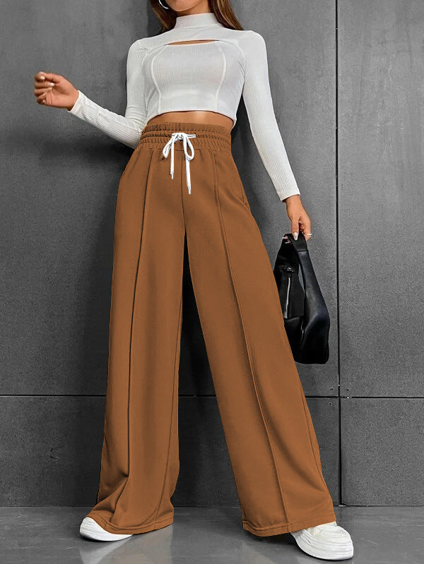 Damen weite Freizeit-Hose mit elastischem Bund und seitlichen Taschen Drune