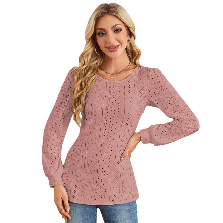 Damen Bluse mit luftigen Lochmustern und eleganten Puffärmeln Drune