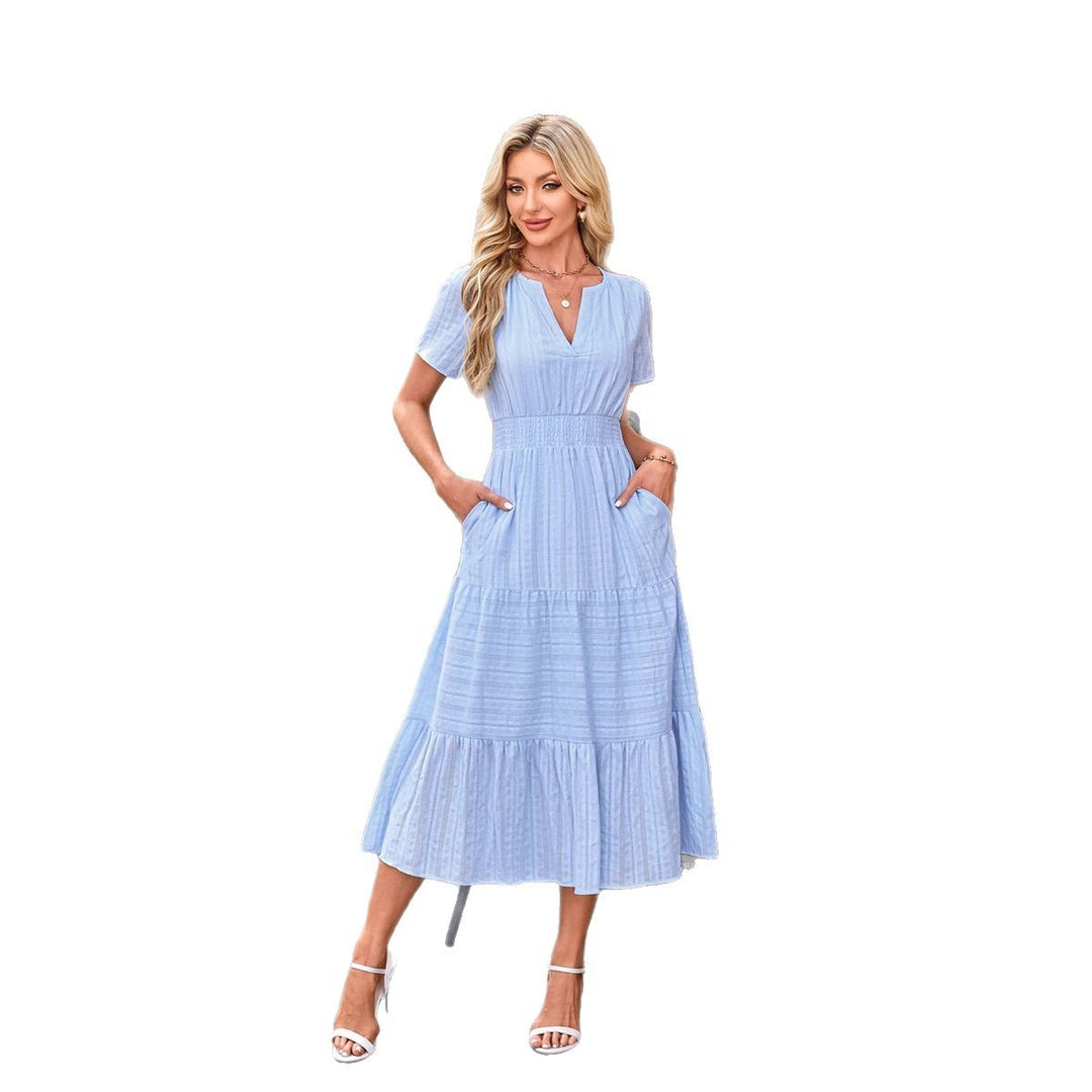 Damen Maxi-Kleid aus leichtem, gestreiftem Stoff Drune