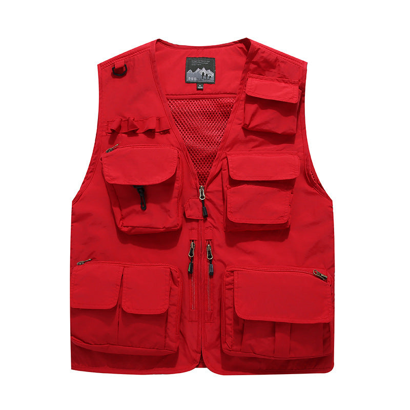 Herren Multifunktionale Utility-Weste mit Mehrfach-Taschen, Mesh‑Futter und Reißverschlussfront Drune