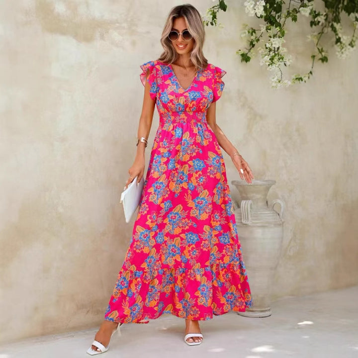 Damen Maxikleid mit floralem Muster Drune