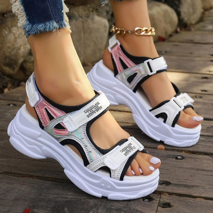 Damen Sportliche Sandalen mit verstellbaren Riemen und gepolstertem Fußbett Drune