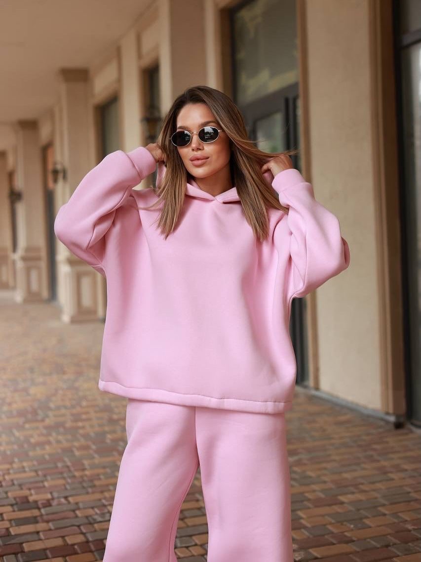 Damen Loungewear-Set mit oversized Kapuzenpullover und weiter High-Waist Jogginghose Drune