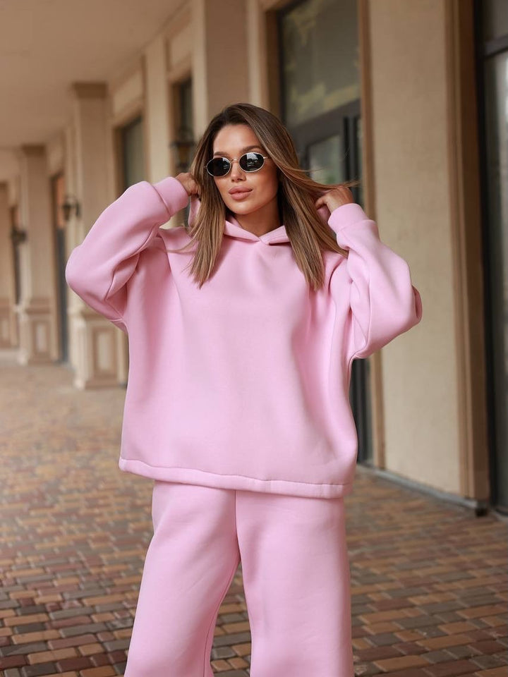 Damen Loungewear-Set mit oversized Kapuzenpullover und weiter High-Waist Jogginghose Drune