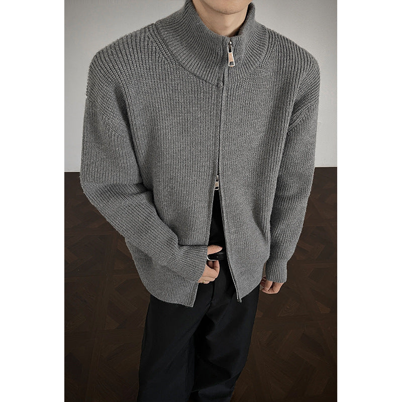 Herren Modische Strickjacke mit hoher Kragen Drune