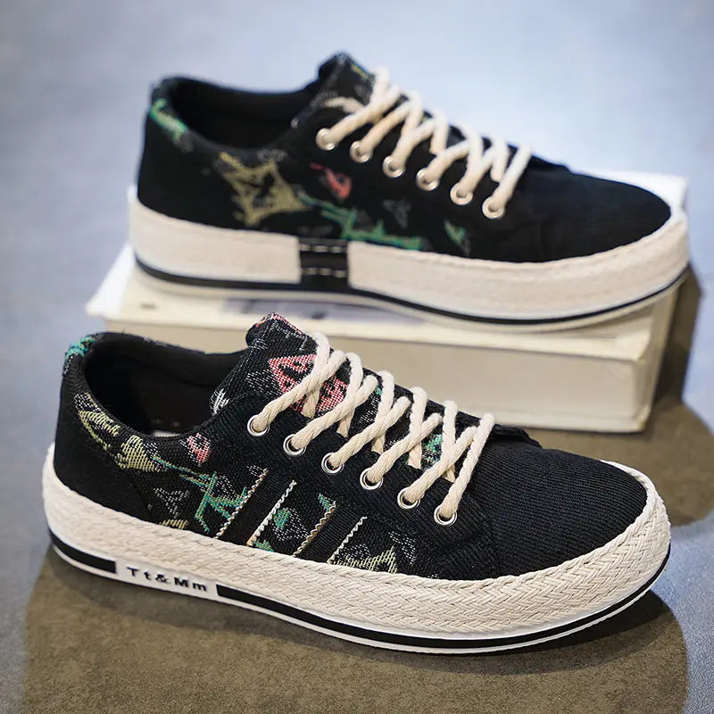Herren Freizeitschuhe mit stylischem Textiloberteil und geflochtener Sohle Drune