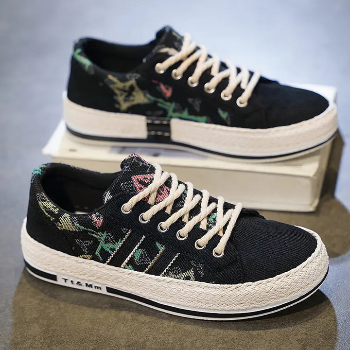 Herren Freizeitschuhe mit stylischem Textiloberteil und geflochtener Sohle Drune