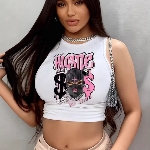 Damen Crop-Top mit auffälligem Grafikdesign Drune