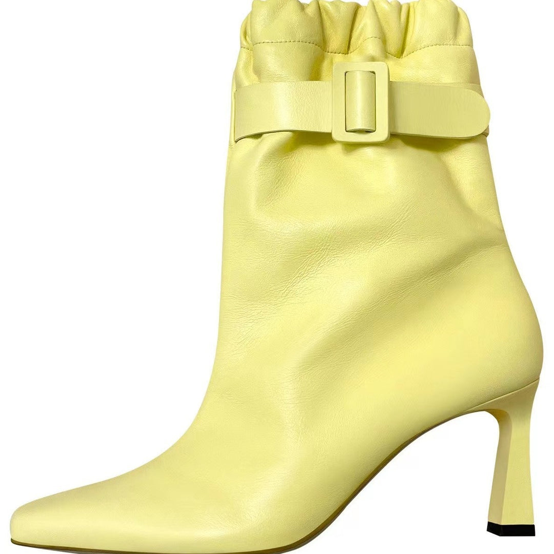 Damen Slouchy High-Heel Stiefeletten mit Schnallen-Detail Drune