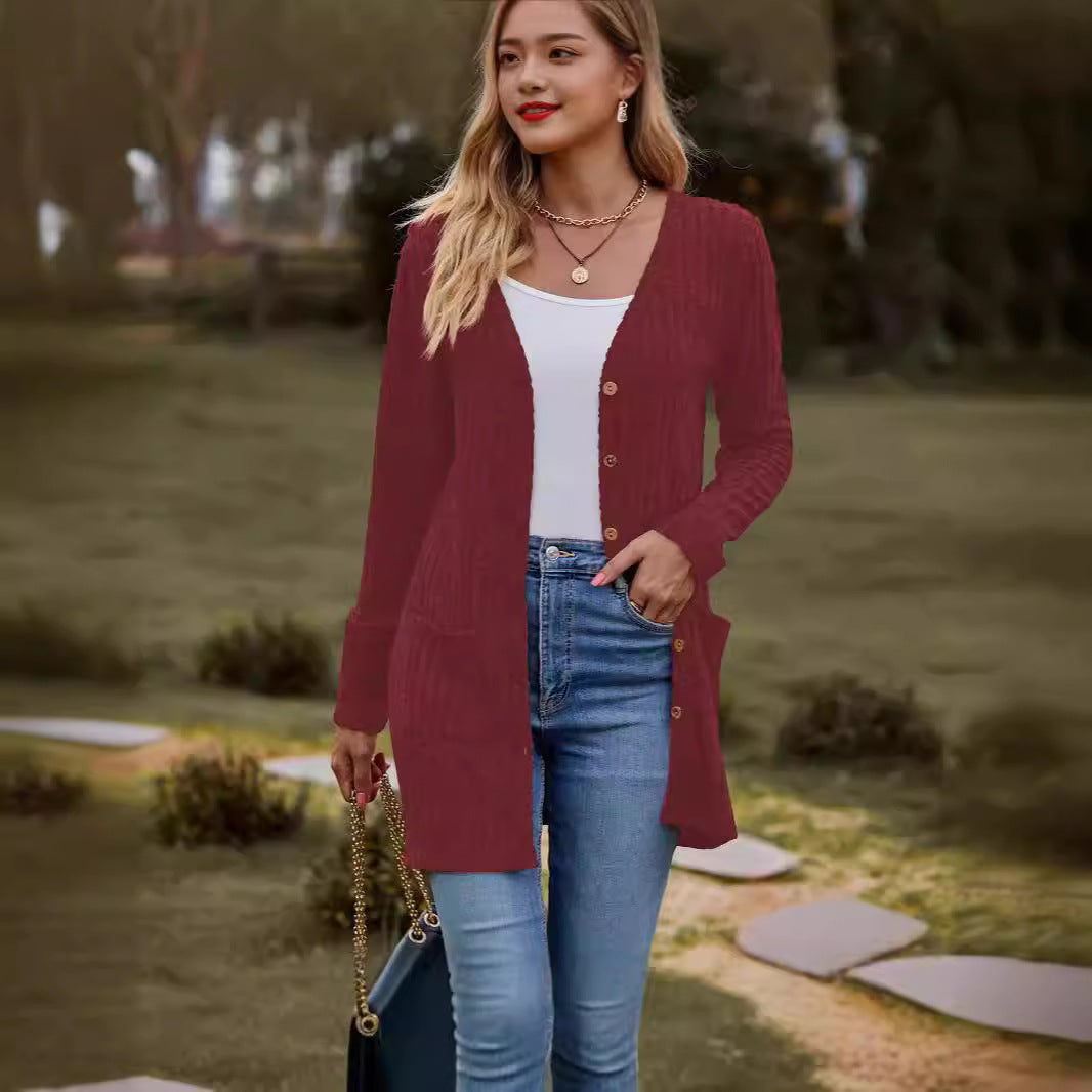 Damen Strickjacke mit Knopfleiste und praktischen Taschen Drune
