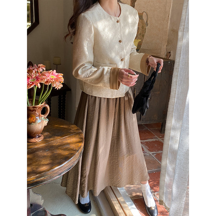 Damen eleganter kürzerer Blazer mit dekorativen Knopfdetails Drune