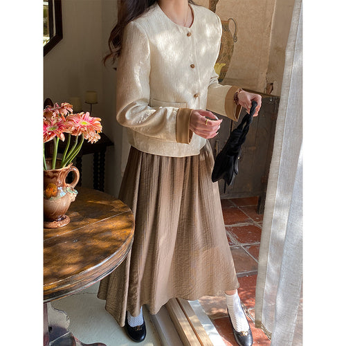 Damen eleganter kürzerer Blazer mit dekorativen Knopfdetails Drune