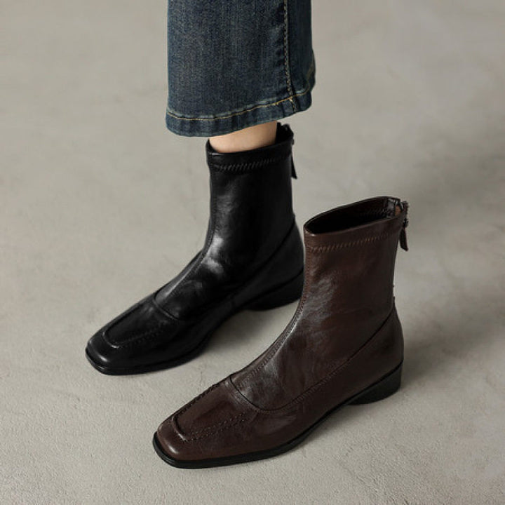 Damen Modische Leder-Stiefeletten mit elegantem Schnitt Drune