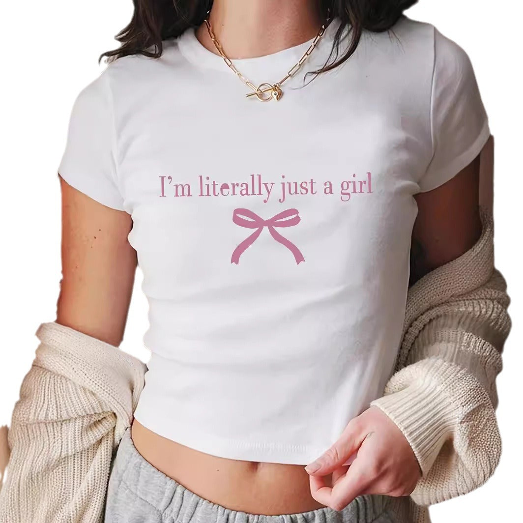 Damen Kurzarm T-Shirt mit aufgedrucktem Lippenmotiv Drune