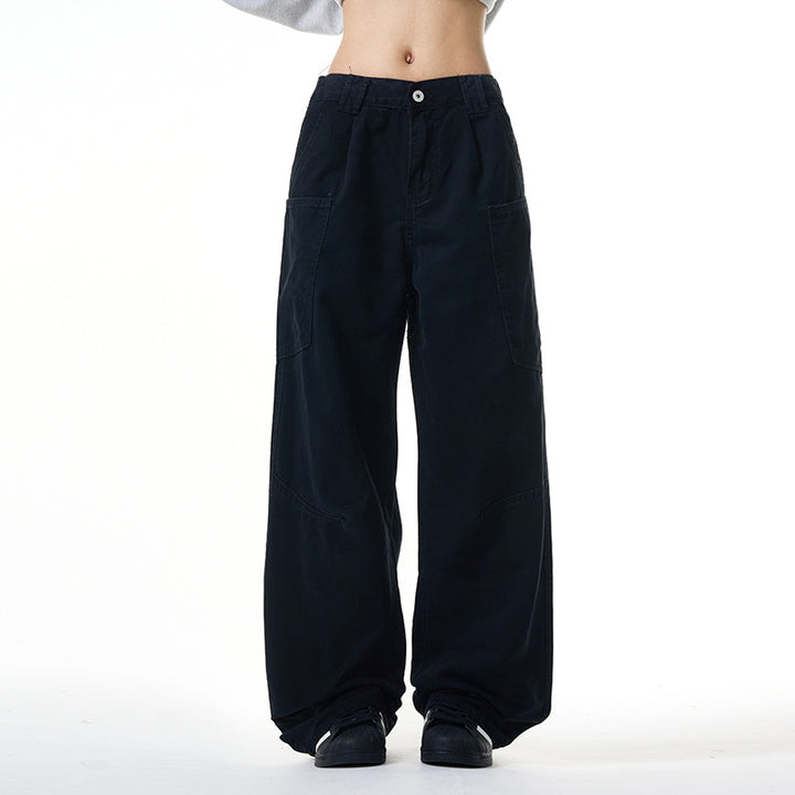 Damen Weit geschnittene Workwear-Hose im Baggy‑Stil mit großen aufgesetzten Fronttaschen Drune