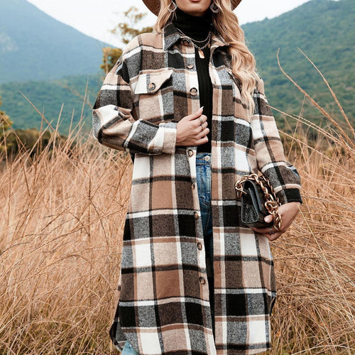 Damen Lässige Karierte Oversized-Hemdjacke Drune