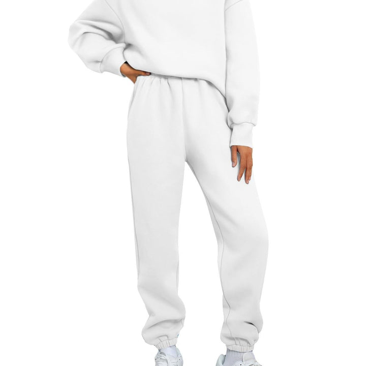 Damen nan zweiteiliges Comfort-Loungewear-Set mit oversized Rundhals, hochgeschnittener Jogginghose und elastischem Knöchelbund Drune