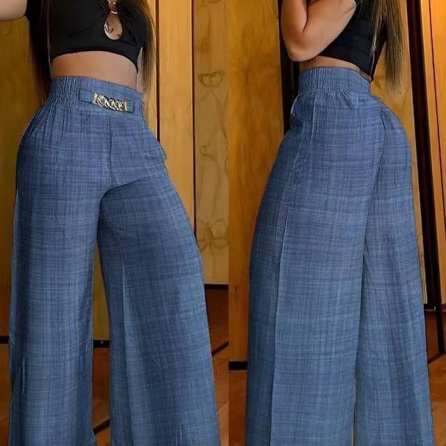 Damen Weit geschnittene Dress-Pants mit elastischem Bund Drune