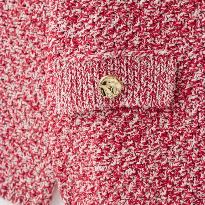 Damen Bouclé‑Strickjacke im Cropped‑Boxy‑Cut mit Zierknöpfen und Pattentaschen Drune