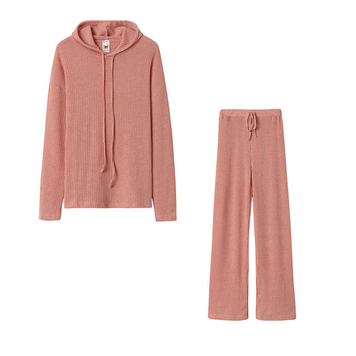 Damen Relaxed Fit Sweater-Set mit Kapuze und weiten Hosen Drune