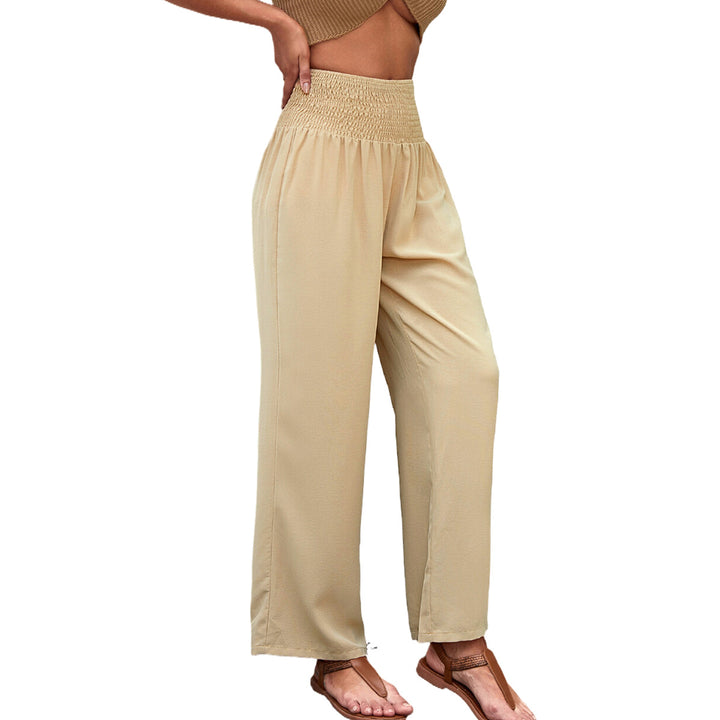 Damen luftige Palazzo-Hose mit elastischem Taillenbund und weitem Bein Drune