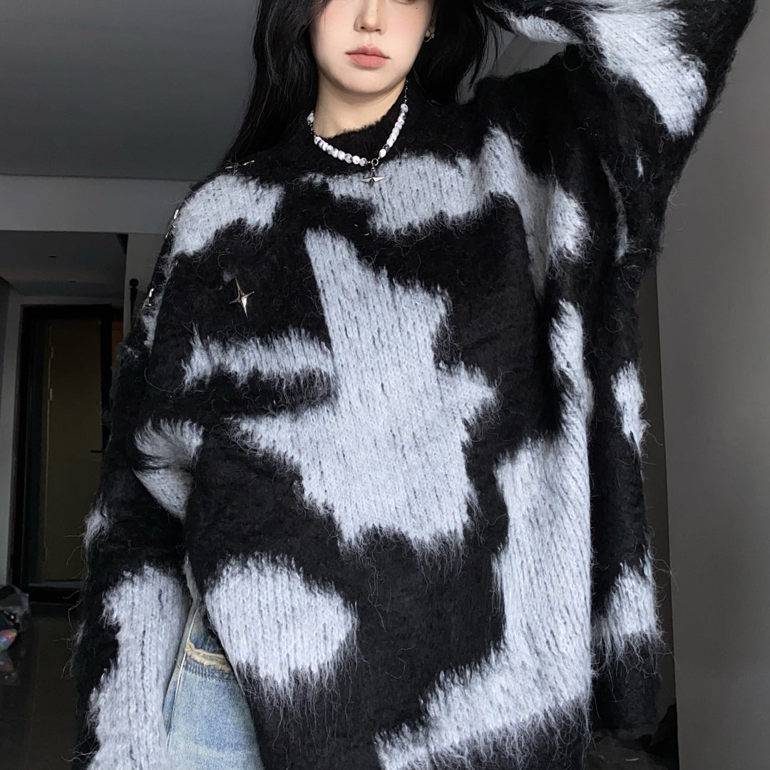 Damen Oversized Strickpullover mit modernem Muster und lässigem Schnitt Drune