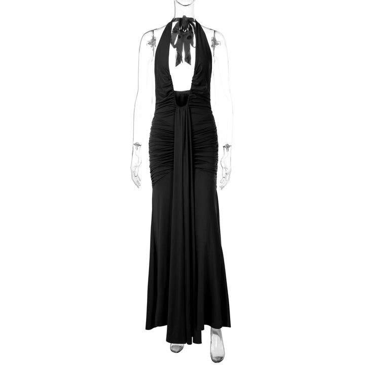 Damen Elegantes Maxikleid mit tiefem Ausschnitt und raffinierten Rüschendetails Drune