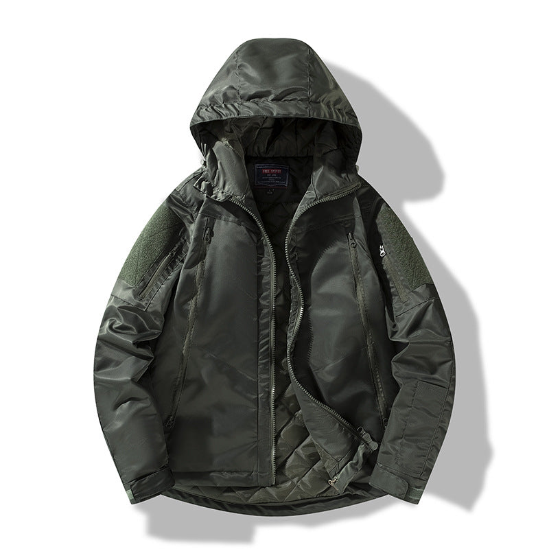 Herren gesteppte taktische Winterjacke mit Kapuze und wasserabweisendem Außenmaterial Drune
