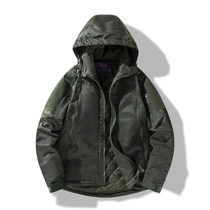 Herren gesteppte taktische Winterjacke mit Kapuze und wasserabweisendem Außenmaterial Drune