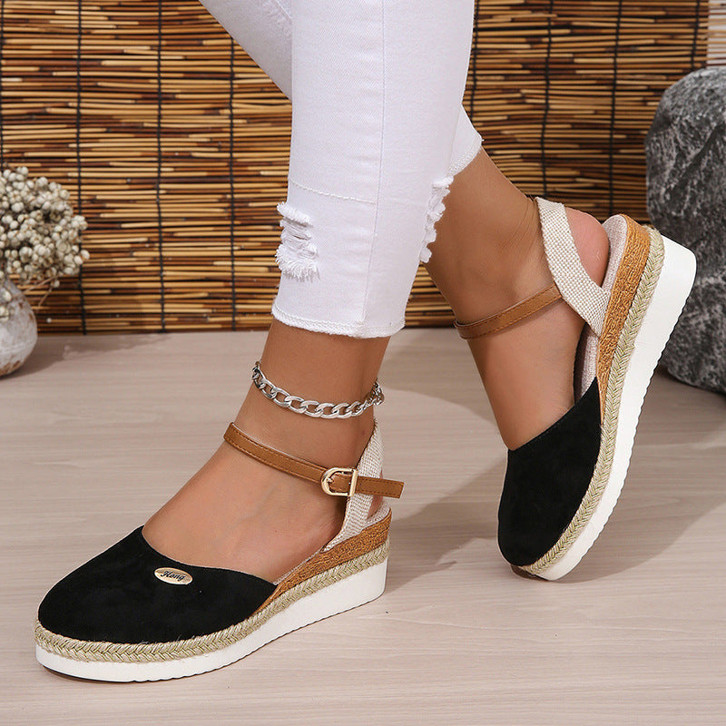 Damen Wedge-Pantoletten mit elastischen Riemen und komfortabler Fußbettgestaltung Drune