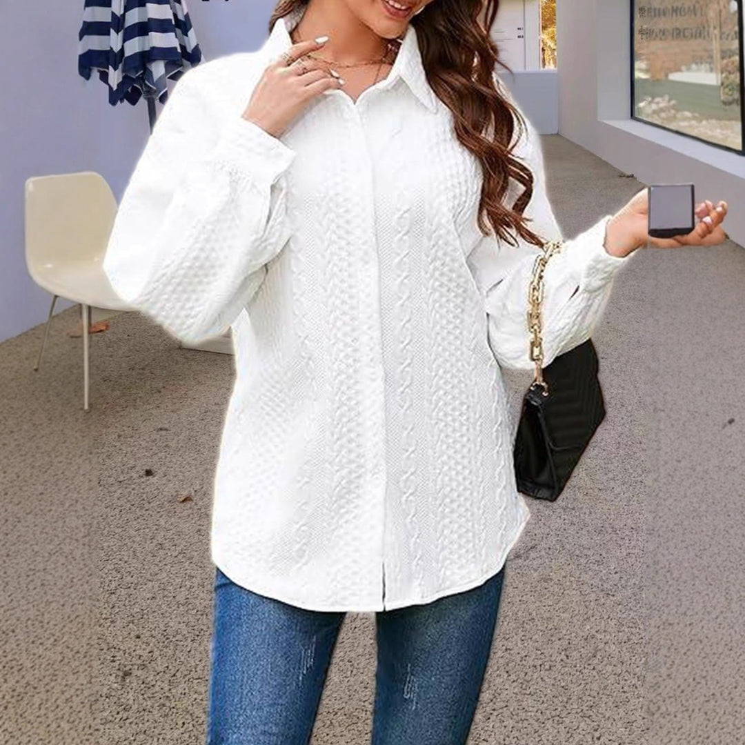 Damen Oversized Strickbluse mit modernem Zopfmuster Drune