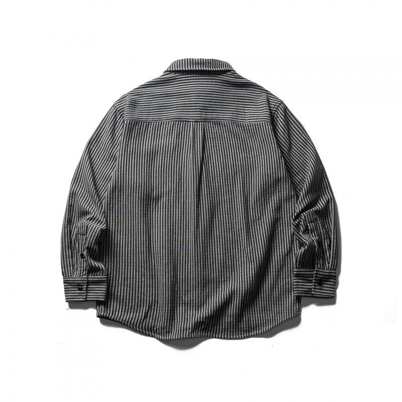 Herren Gestreiftes Oversize-Hemd aus gewaschenem Baumwollmix mit Brusttasche Drune