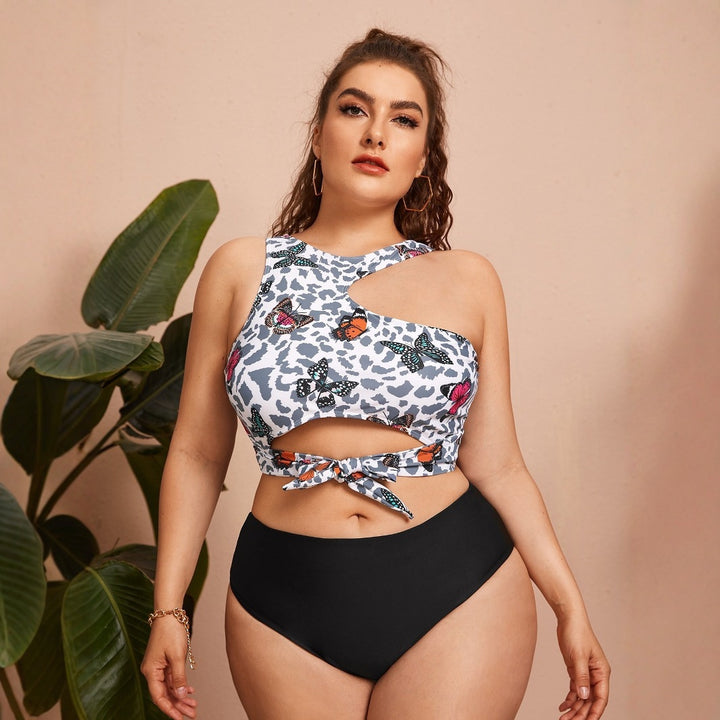 Damen Crop-Bikini-Oberteil mit modischem Bindedesign Drune