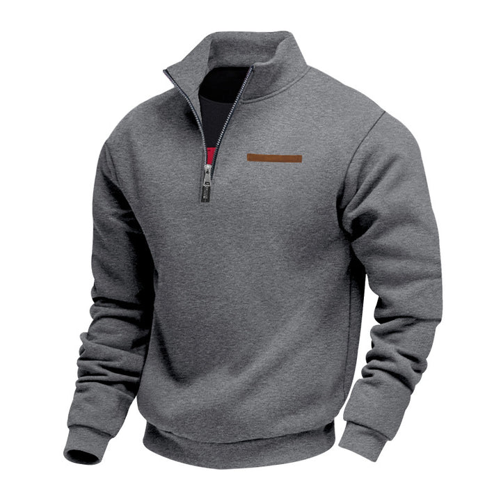 Herren nan komfortabler Halbzip Fleecepullover mit Stehkragen und elastischen Bündchen Drune