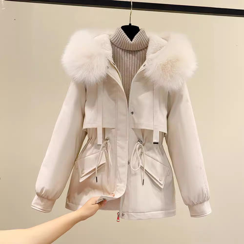 Damen Winterjacke mit funktionalem Reißverschluss und abnehmbarem Kunstpelzkragen Drune
