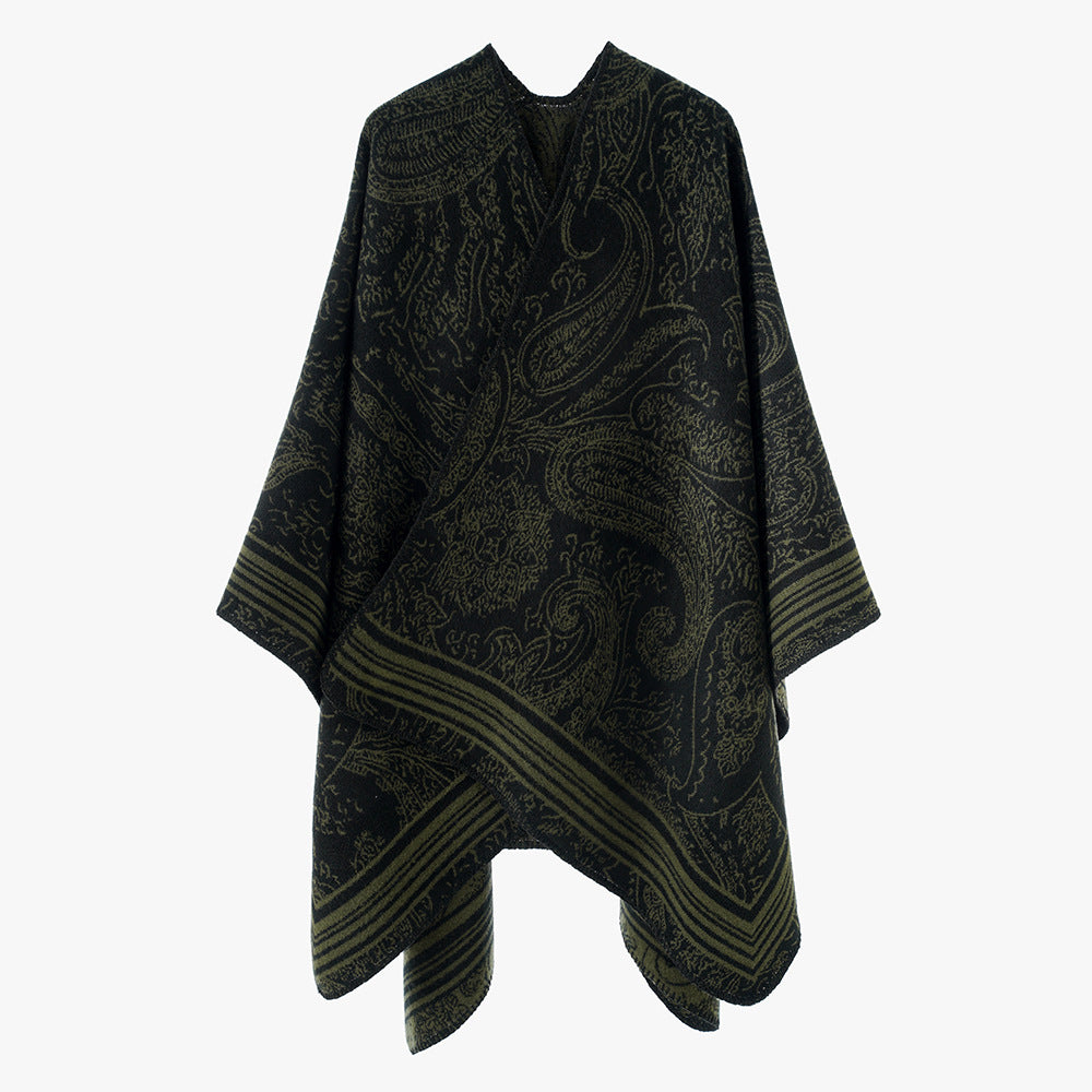 Damen Jacquardponcho mit Paisley‑Jacquard und kimonoähnlicher Oversize‑Silhouette Drune