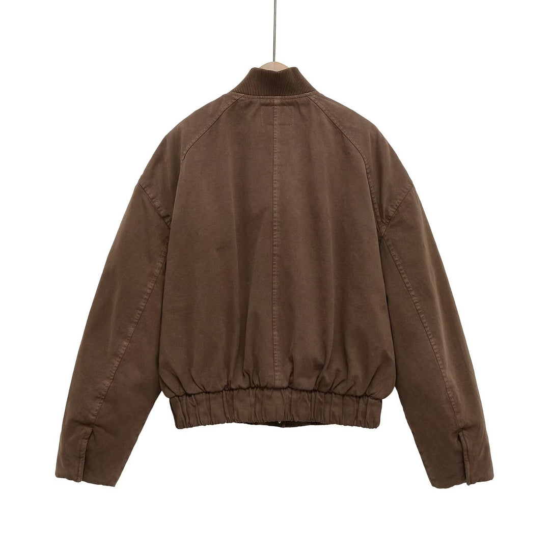 Damen Oversize-Bomberjacke mit gerafftem Saum und Rippenkragen Drune