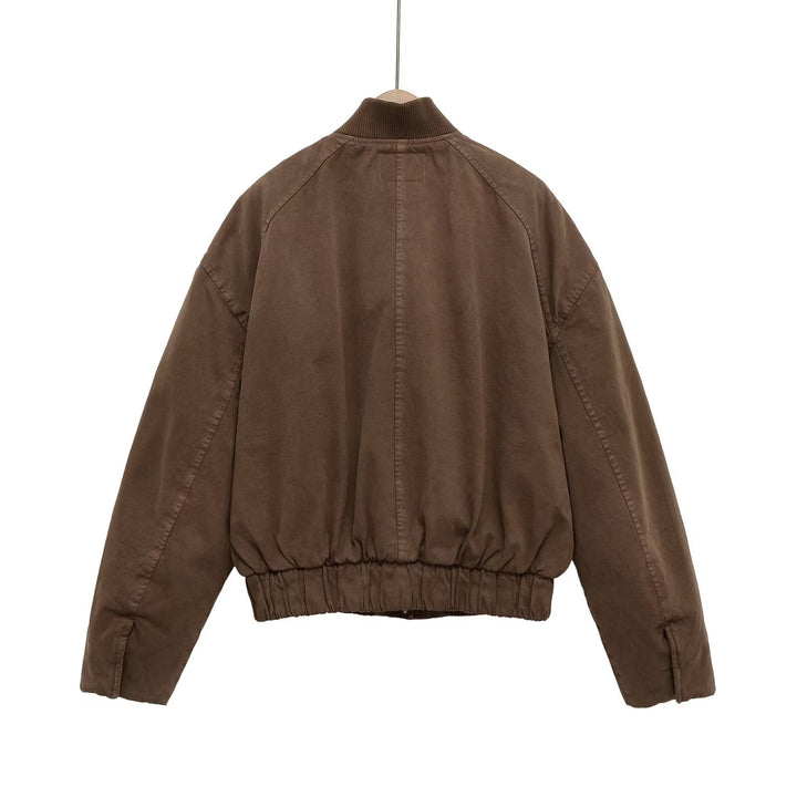 Damen Oversize-Bomberjacke mit gerafftem Saum und Rippenkragen Drune